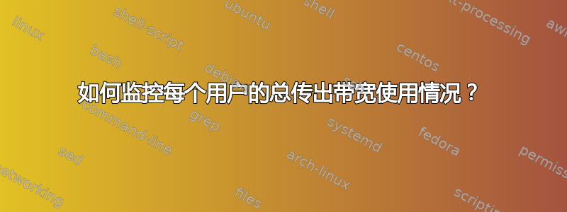 如何监控每个用户的总传出带宽使用情况？