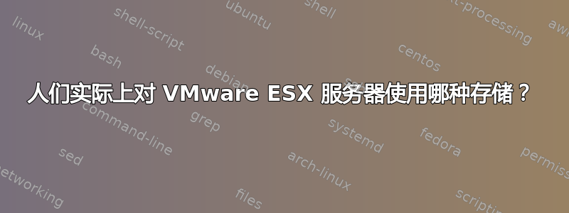 人们实际上对 VMware ESX 服务器使用哪种存储？