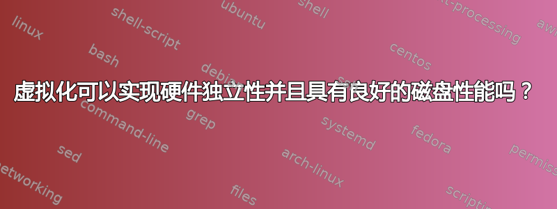 虚拟化可以实现硬件独立性并且具有良好的磁盘性能吗？