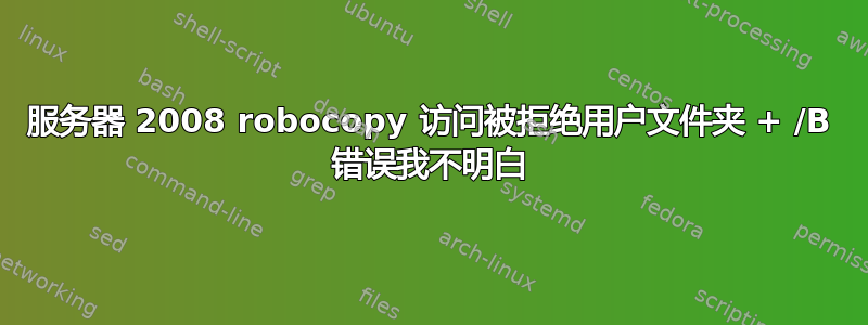 服务器 2008 robocopy 访问被拒绝用户文件夹 + /B 错误我不明白