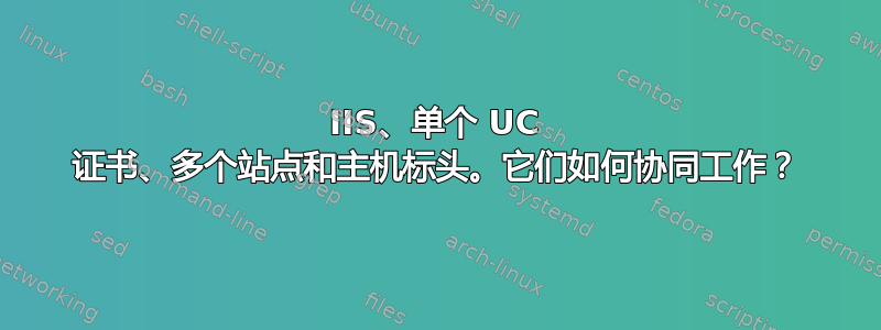 IIS、单个 UC 证书、多个站点和主机标头。它们如何协同工作？