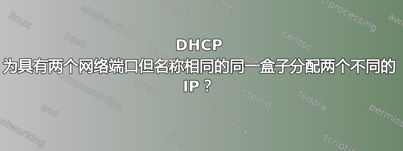 DHCP 为具有两个网络端口但名称相同的同一盒子分配两个不同的 IP？