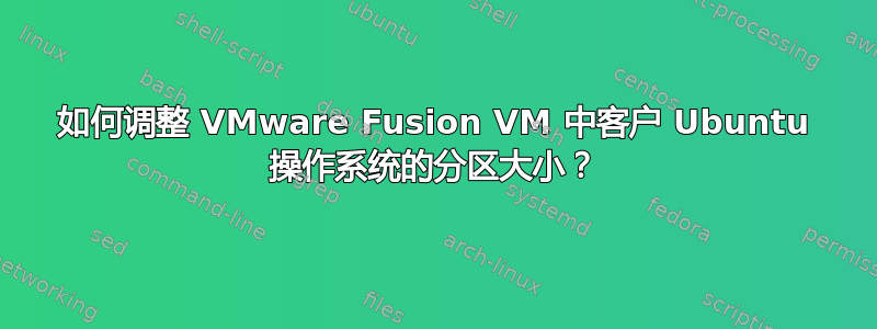 如何调整 VMware Fusion VM 中客户 Ubuntu 操作系统的分区大小？