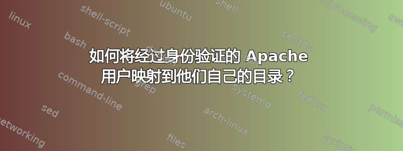 如何将经过身份验证的 Apache 用户映射到他们自己的目录？