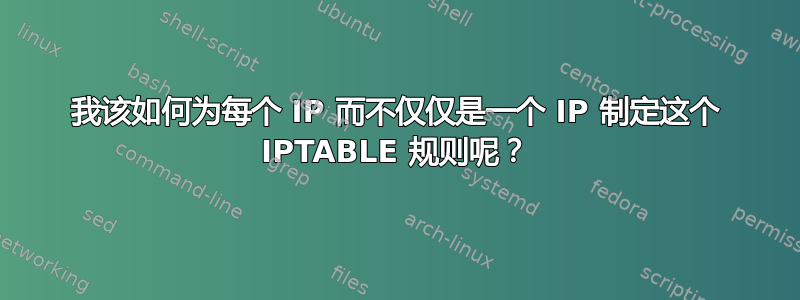 我该如何为每个 IP 而不仅仅是一个 IP 制定这个 IPTABLE 规则呢？