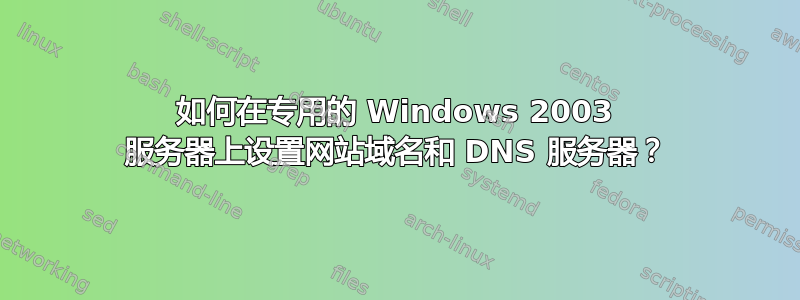 如何在专用的 Windows 2003 服务器上设置网站域名和 DNS 服务器？