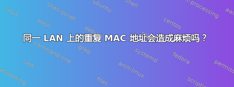 同一 LAN 上的重复 MAC 地址会造成麻烦吗？