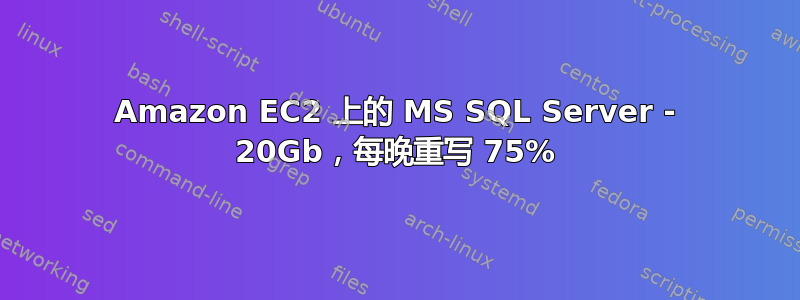 Amazon EC2 上的 MS SQL Server - 20Gb，每晚重写 75%