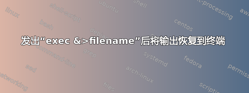 发出“exec &>filename”后将输出恢复到终端