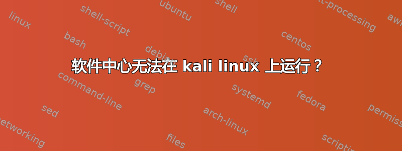 软件中心无法在 kali linux 上运行？