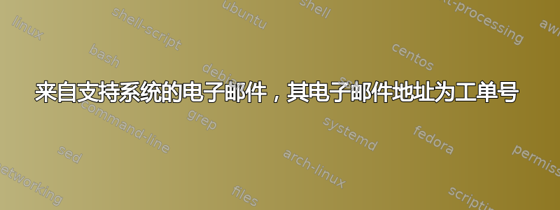 来自支持系统的电子邮件，其电子邮件地址为工单号