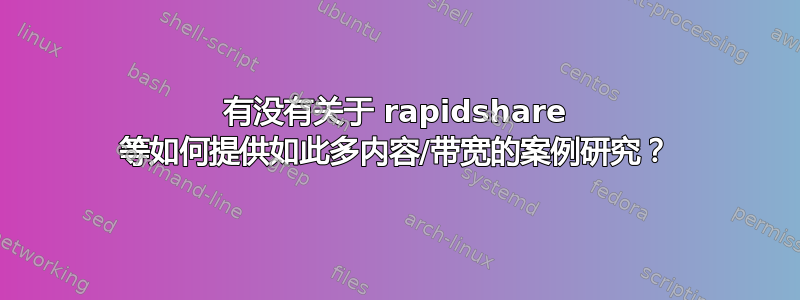 有没有关于 rapidshare 等如何提供如此多内容/带宽的案例研究？