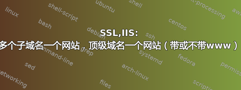 SSL,IIS: 多个子域名一个网站，顶级域名一个网站（带或不带www）