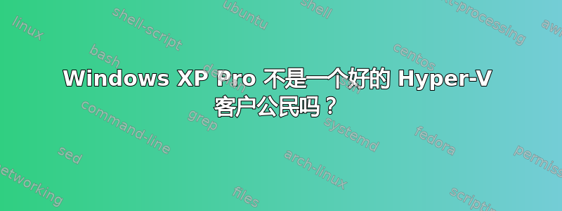 Windows XP Pro 不是一个好的 Hyper-V 客户公民吗？