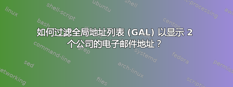 如何过滤全局地址列表 (GAL) 以显示 2 个公司的电子邮件地址？