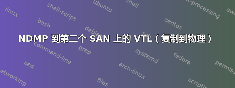 NDMP 到第二个 SAN 上的 VTL（复制到物理）