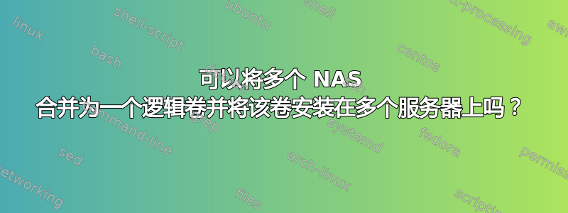 可以将多个 NAS 合并为一个逻辑卷并将该卷安装在多个服务器上吗？