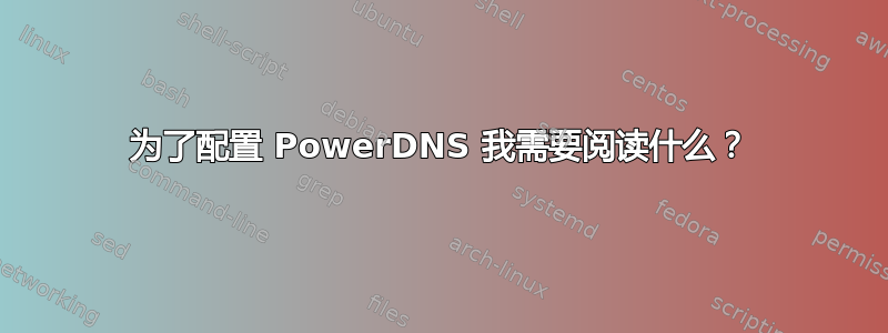 为了配置 PowerDNS 我需要阅读什么？