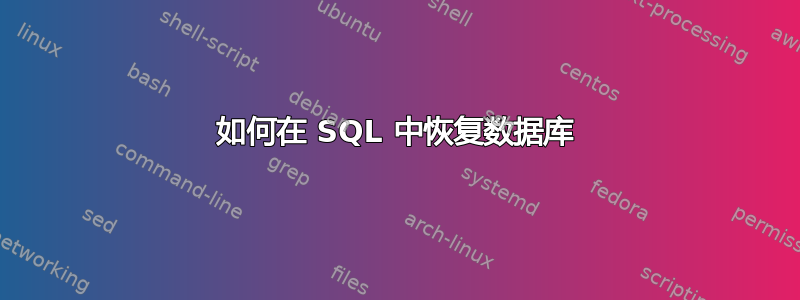 如何在 SQL 中恢复数据库