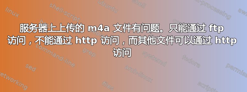 服务器上上传的 m4a 文件有问题。只能通过 ftp 访问，不能通过 http 访问，而其他文件可以通过 http 访问