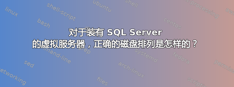 对于装有 SQL Server 的虚拟服务器，正确的磁盘排列是怎样的？