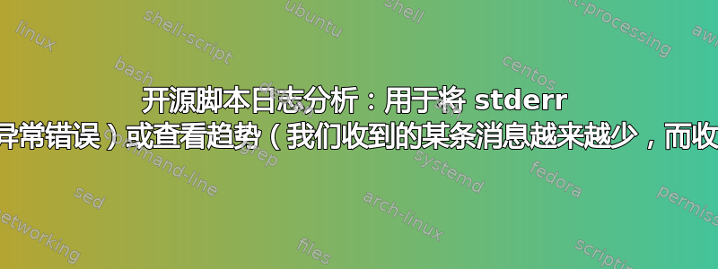 开源脚本日志分析：用于将 stderr 日志消息分成几组（正常错误与异常错误）或查看趋势（我们收到的某条消息越来越少，而收到的某条消息越来越多）的工具