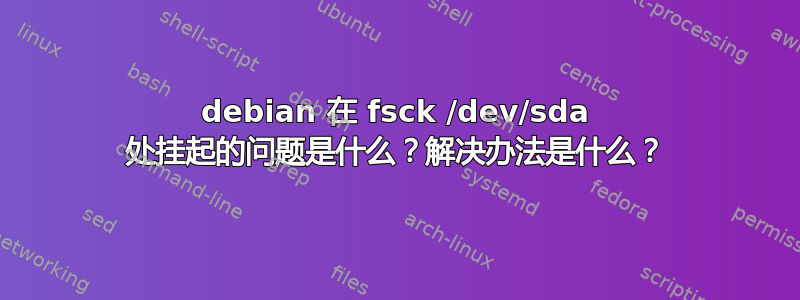 debian 在 fsck /dev/sda 处挂起的问题是什么？解决办法是什么？