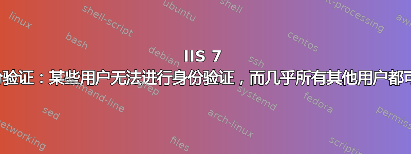 IIS 7 身份验证：某些用户无法进行身份验证，而几乎所有其他用户都可以