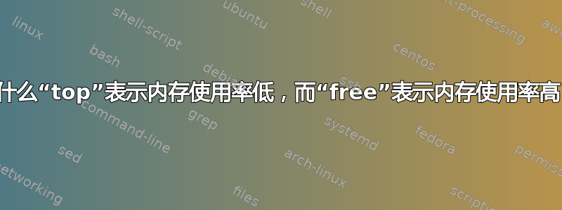 为什么“top”表示内存使用率低，而“free”表示内存使用率高？