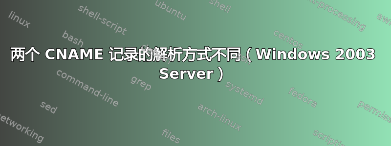 两个 CNAME 记录的解析方式不同（Windows 2003 Server）