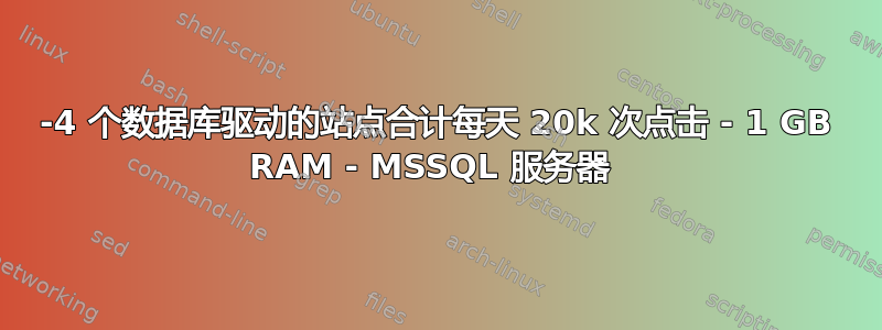 3-4 个数据库驱动的站点合计每天 20k 次点击 - 1 GB RAM - MSSQL 服务器 