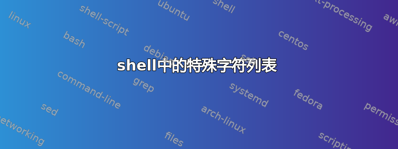 shell中的特殊字符列表