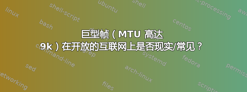 巨型帧（MTU 高达 9k）在开放的互联网上是否现实/常见？