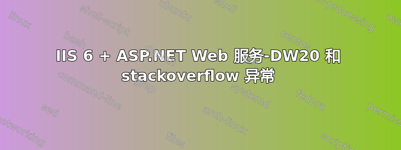 IIS 6 + ASP.NET Web 服务-DW20 和 stackoverflow 异常