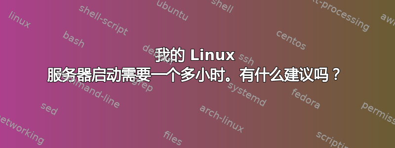 我的 Linux 服务器启动需要一个多小时。有什么建议吗？