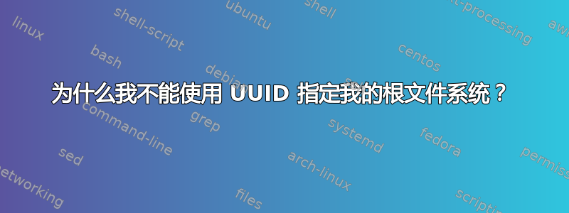 为什么我不能使用 UUID 指定我的根文件系统？