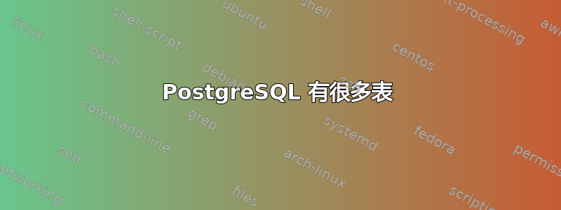 PostgreSQL 有很多表