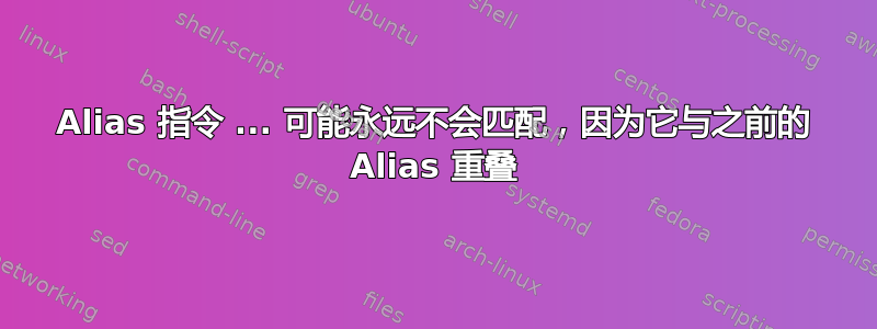 Alias 指令 ... 可能永远不会匹配，因为它与之前的 Alias 重叠