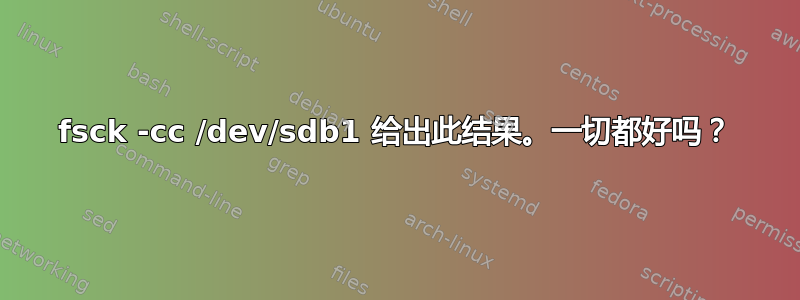 fsck -cc /dev/sdb1 给出此结果。一切都好吗？