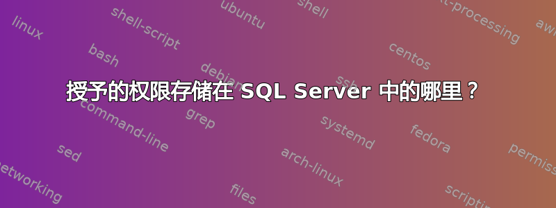 授予的权限存储在 SQL Server 中的哪里？