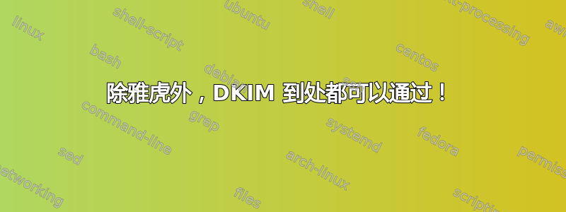 除雅虎外，DKIM 到处都可以通过！