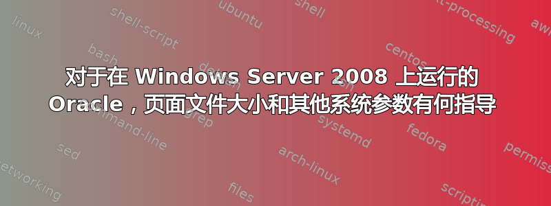 对于在 Windows Server 2008 上运行的 Oracle，页面文件大小和其他系统参数有何指导