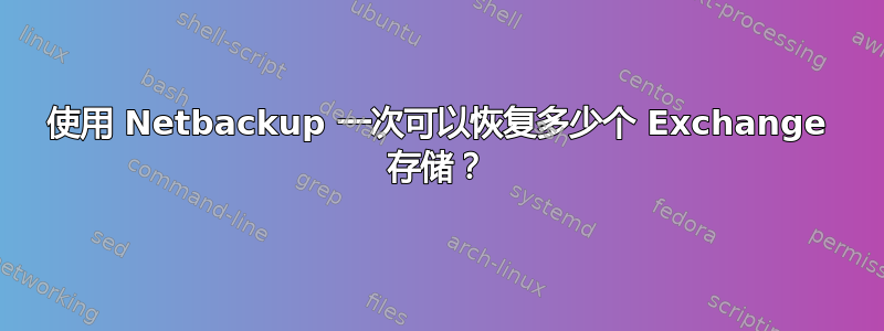 使用 Netbackup 一次可以恢复多少个 Exchange 存储？