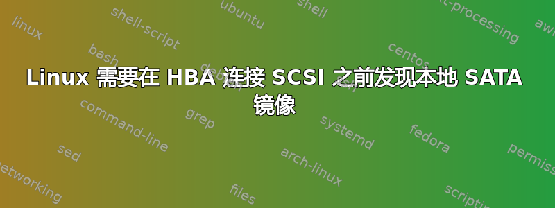 Linux 需要在 HBA 连接 SCSI 之前发现本地 SATA 镜像