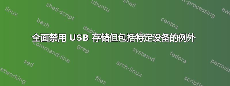 全面禁用 USB 存储但包括特定设备的例外