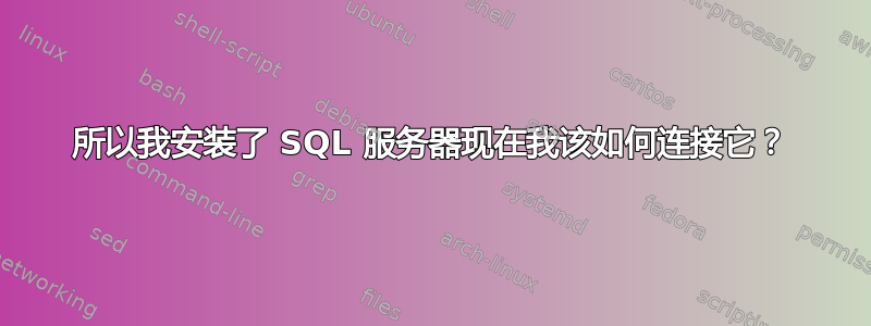 所以我安装了 SQL 服务器现在我该如何连接它？