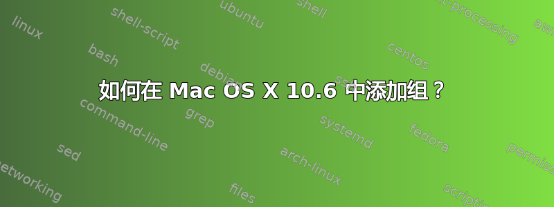 如何在 Mac OS X 10.6 中添加组？