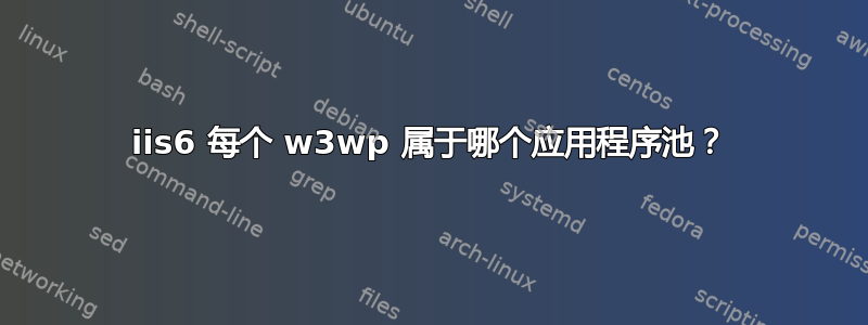 iis6 每个 w3wp 属于哪个应用程序池？