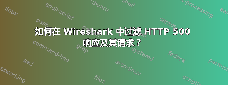 如何在 Wireshark 中过滤 HTTP 500 响应及其请求？