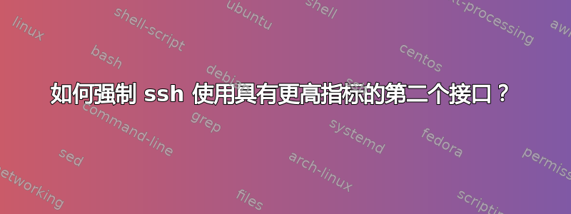 如何强制 ssh 使用具有更高指标的第二个接口？